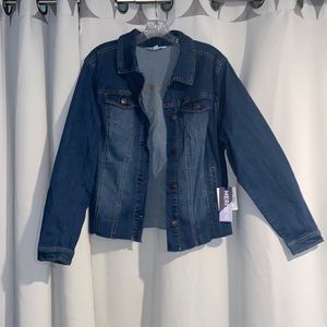 Denim jacket with distressed hem Size 1X
